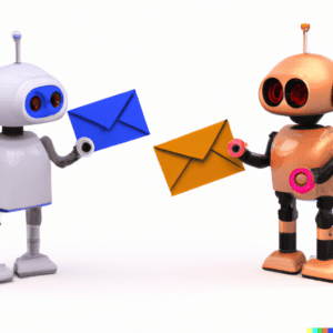 DALL·E 2022-09-13 16.49.44 – two robots exchanging email